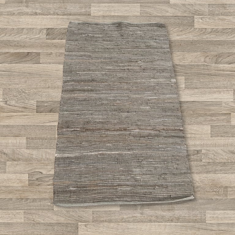 Small Handloom Indian Cotton Rug - Charcoal Handwoven Traditional Design