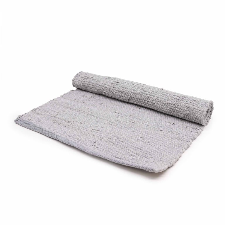 Handloom Cotton Rug (Grey) - Indian Artisan Crafted, Durable & Soft