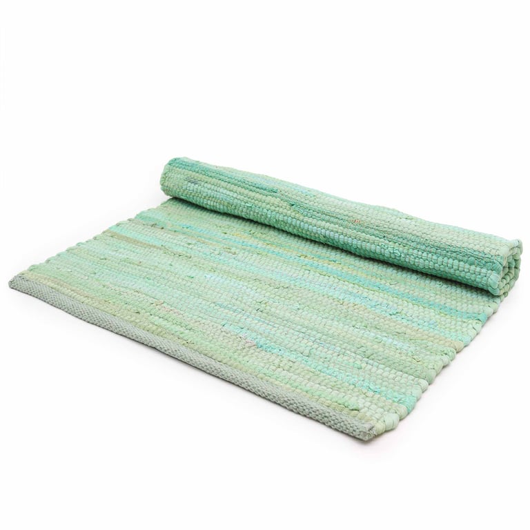 Handloom Cotton Rug (Large, Aqua) - Indian Artisan Crafted