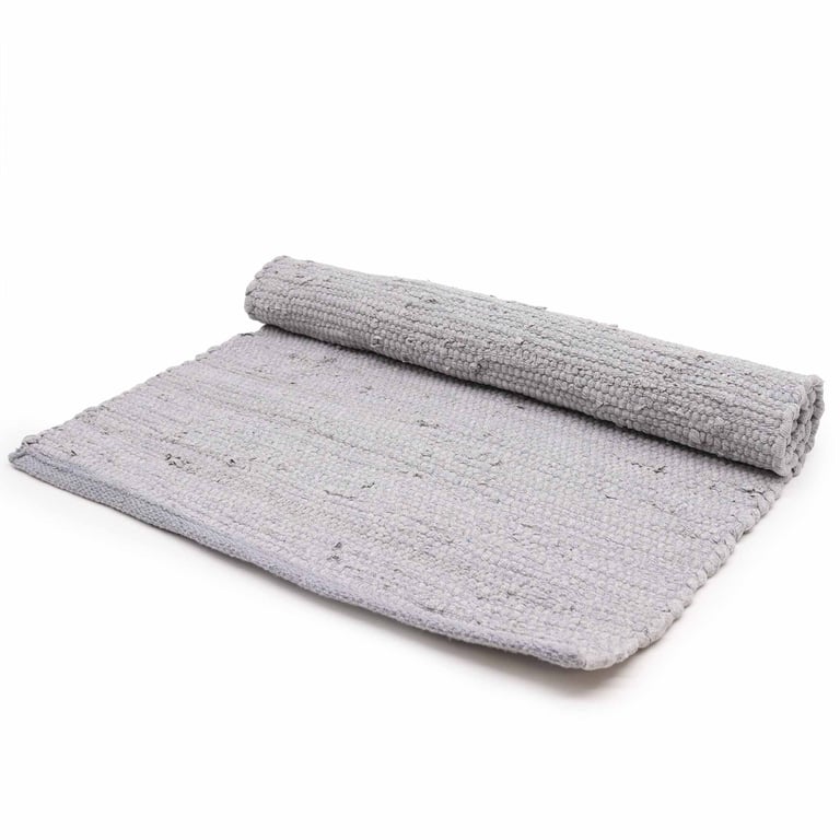 Handloom Cotton Rug (Large, Grey) - Durable Indian Artistry