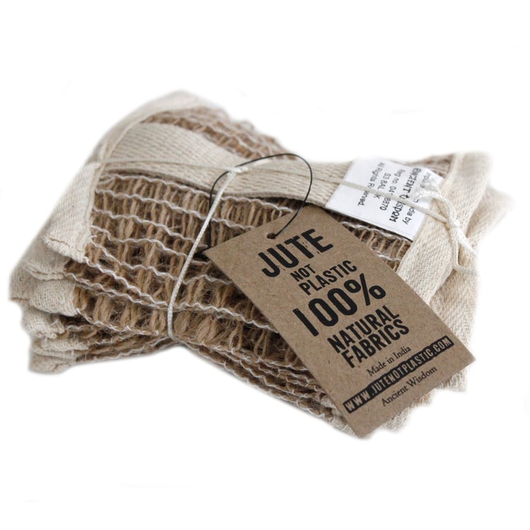 Soft Jute Reusable Soap Bag - Eco-Friendly Natural Fiber Washcloth Holder for Bath Time