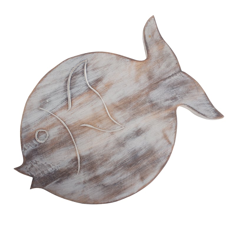 Wood Fish Stand - Whitewash (Albasia) - Durable Design