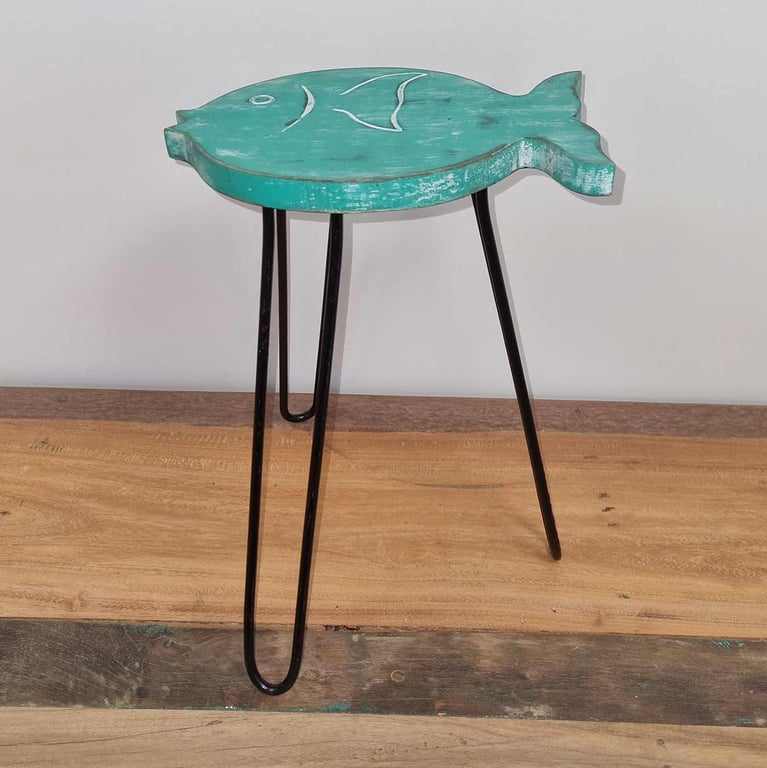 Wooden Fish Stand - Albasia Turquoise - Durable Design