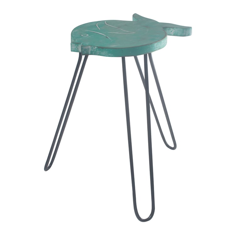 Wooden Fish Stand - Albasia Turquoise - Durable Design