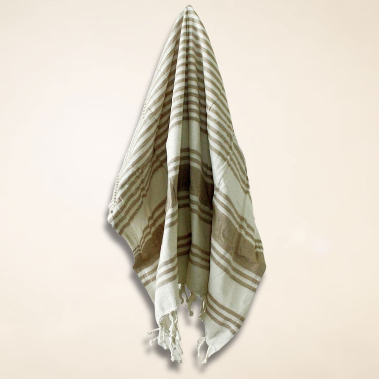 Hamman Spa Towel - Large Turkish Bath Towel, 90x170cm, Sand-Coloured Sauna Towel for Luxurious Spa Experience