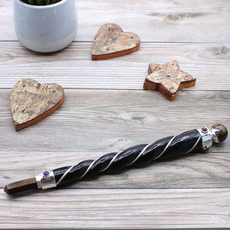 Copper Tiger Eye Star Healing Wand (Twisted Design)