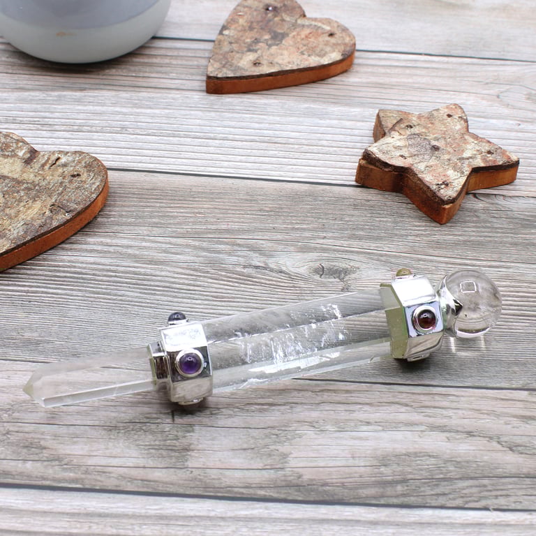 12cm Quartz Hexagonal Crystal Wand - Rock Healing Tool
