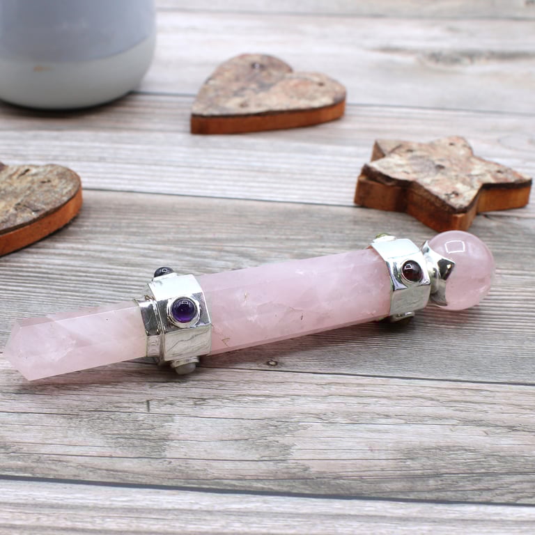 12cm Rose Quartz Hexagonal Crystal Wand (Healing)