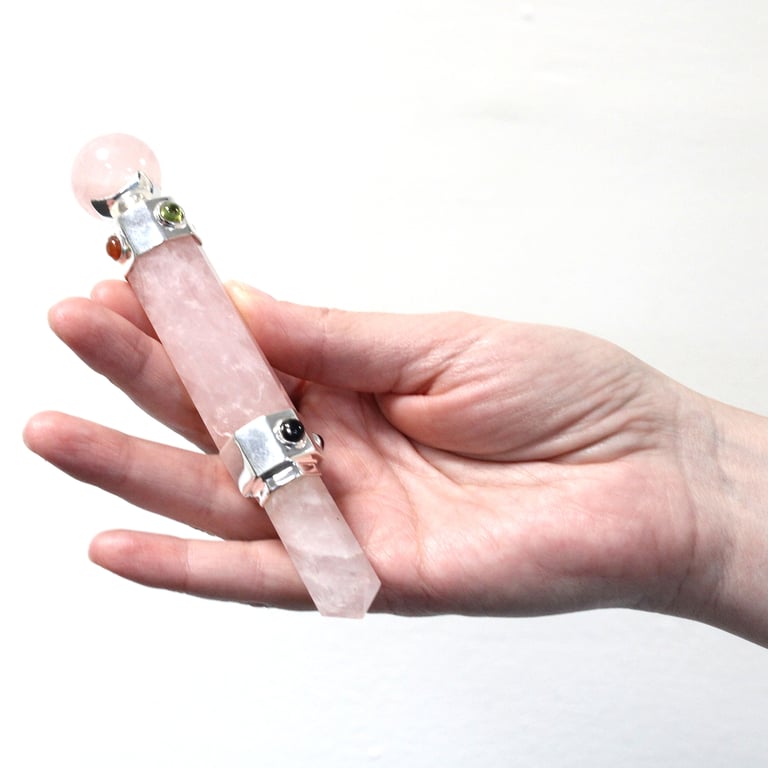 12cm Rose Quartz Hexagonal Crystal Wand (Healing)