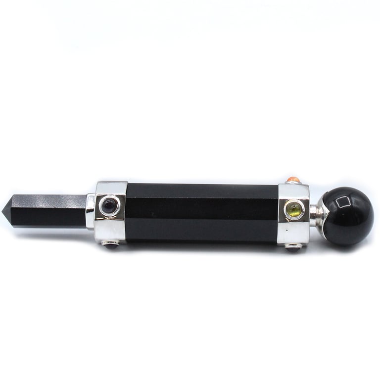 12cm Black Agate Hexagonal Crystal Wand - Healing Tool