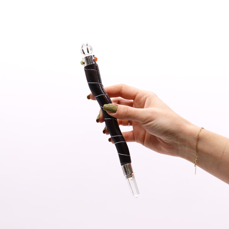 Curved Wood & Quartz Wand - Natural, Eco-friendly Aesthetic