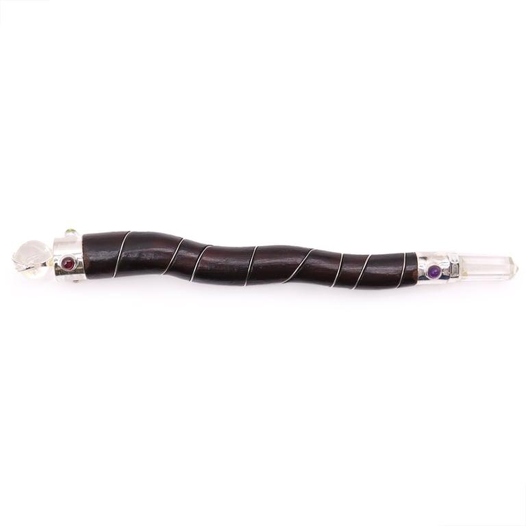 Curved Wood & Quartz Wand - Natural, Eco-friendly Aesthetic