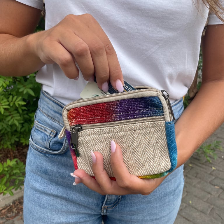 Handmade Hemp Square Tiedye Pouch - Reusable Home Decor Boho Bag