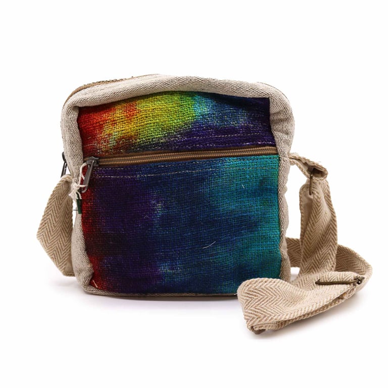 Hemp Tote Bag - Hand-Tiedye Design - Zipper Closure