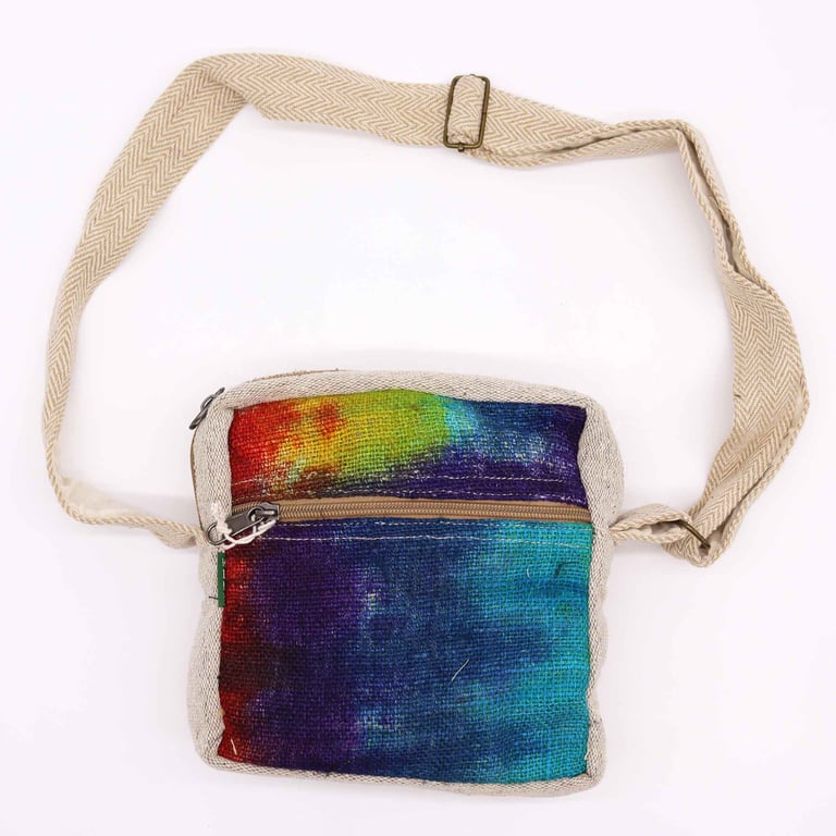 Hemp Tote Bag - Hand-Tiedye Design - Zipper Closure