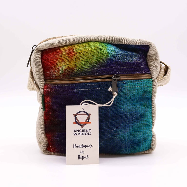 Hemp Tote Bag - Hand-Tiedye Design - Zipper Closure