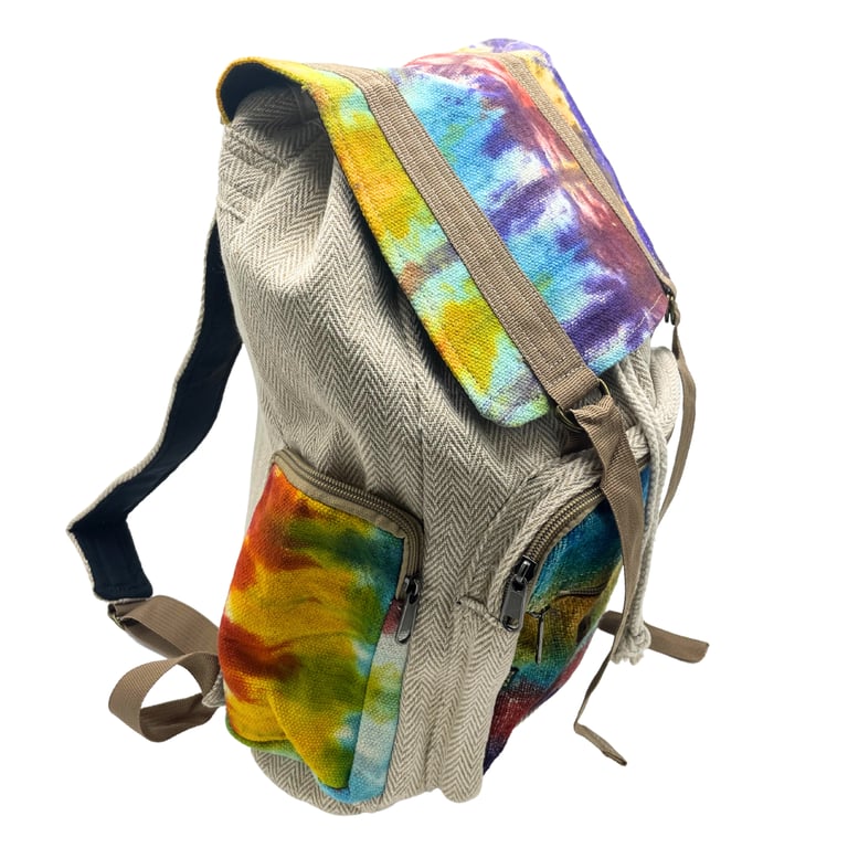 Hemp Square Backpack - Large Tiedye Design - Brand Name (Model Number)