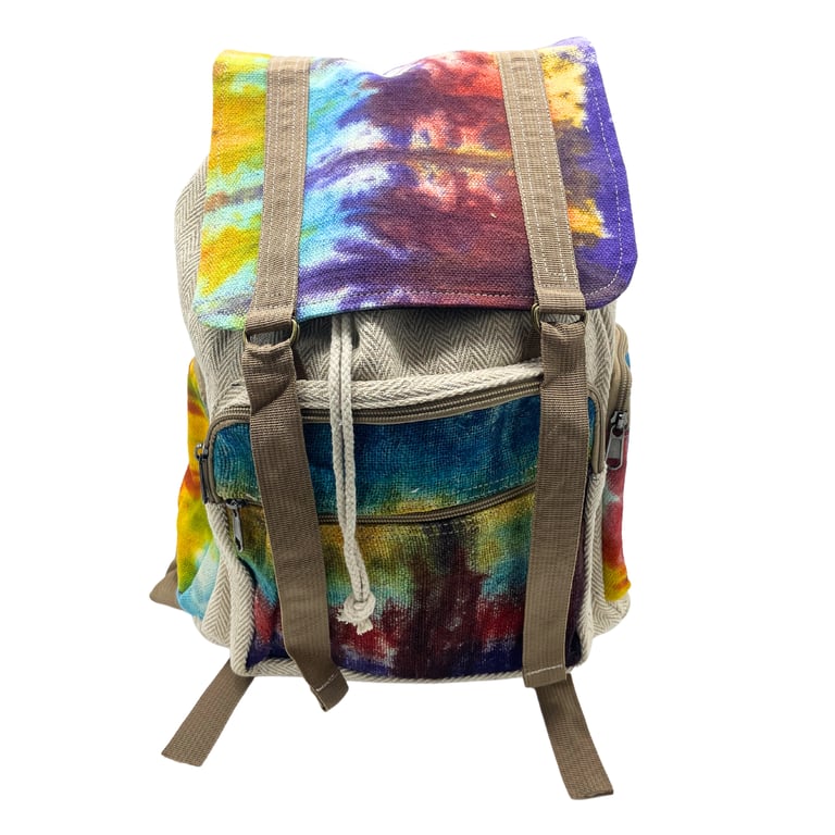 Hemp Square Backpack - Large Tiedye Design - Brand Name (Model Number)