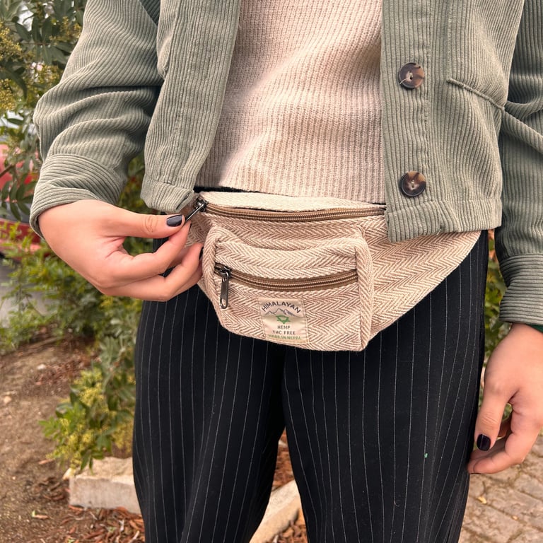 Cotton Hemp Natural Fanny Bag Belt - Handcrafted Organic Cotton and Hemp Design