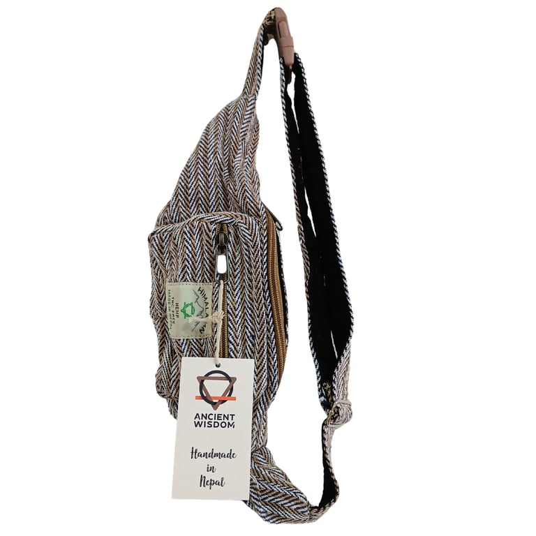 Cotton Hemp Style Fanny Belt Bag - Blue Canvas Purse