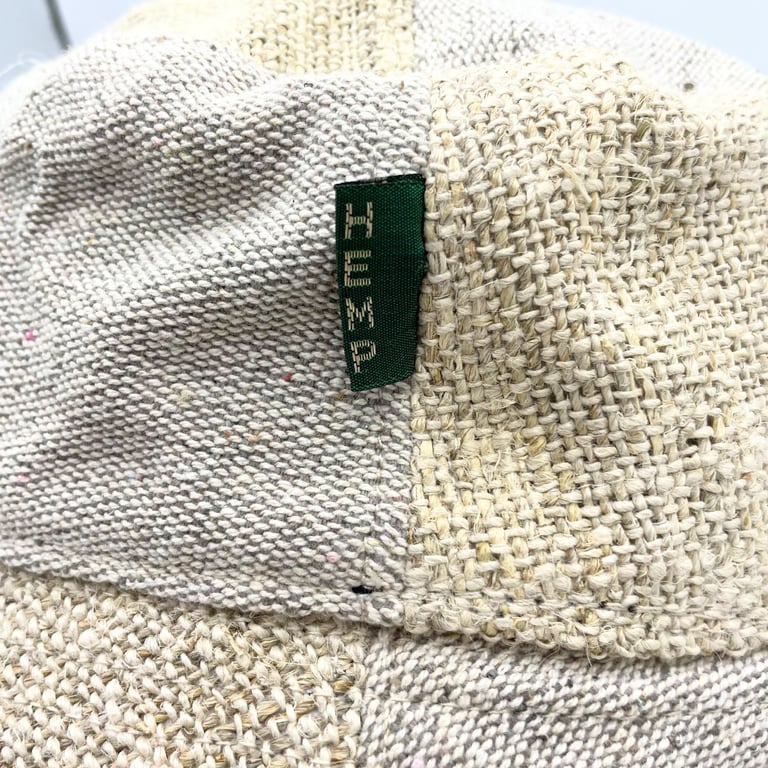Handmade Patched Hemp & Cotton Boho Festival Hat - Natural, Organic Cotton Blend