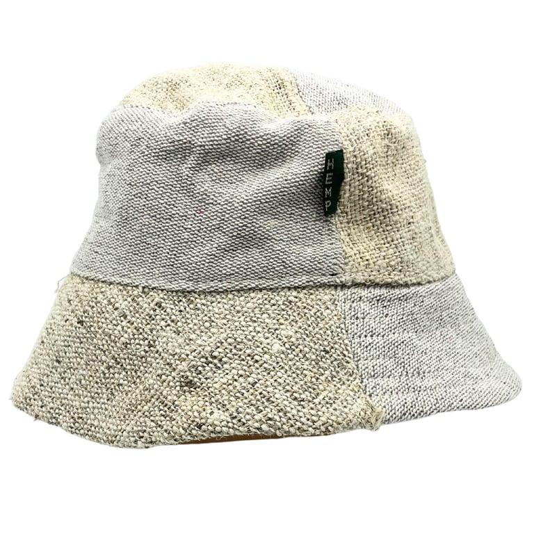 Handmade Patched Hemp & Cotton Boho Festival Hat - Natural, Organic Cotton Blend