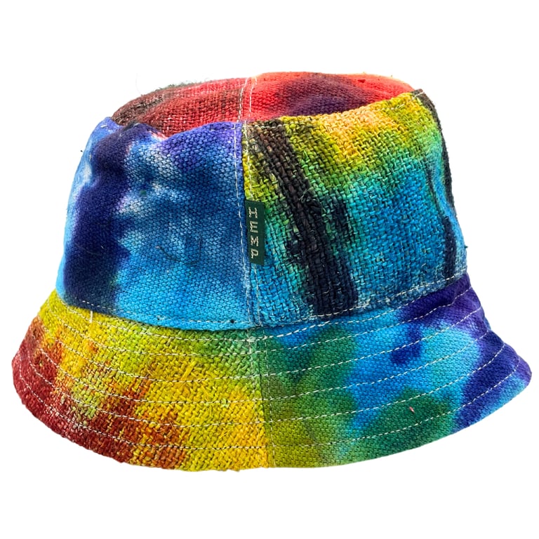 Patched Hemp & Cotton Bohemian Festival Hat - Tiedye Design