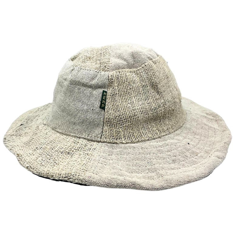 Hemp & Cotton Boho Festival Hat (Patched, Wired) - Natural - Brand Name Here