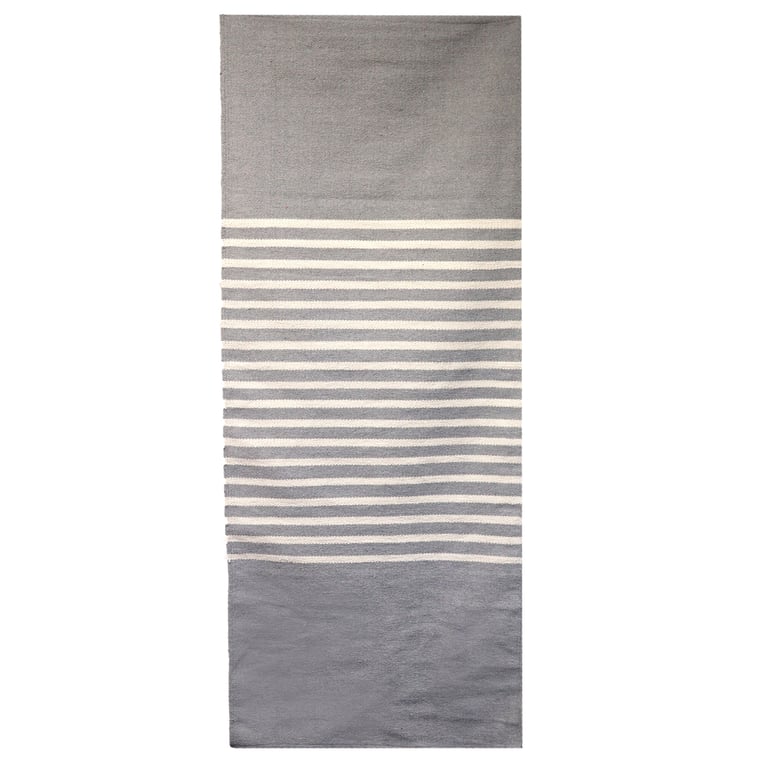 70x170cm Grey Indian Cotton Rug - Handmade Quality