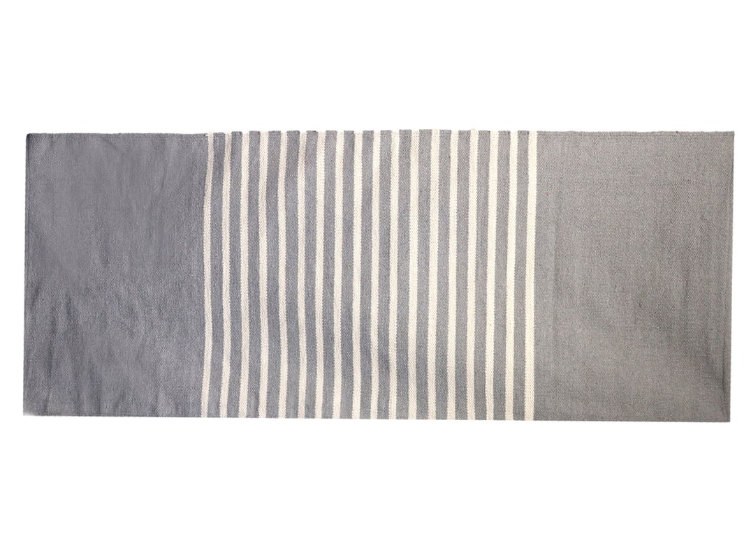 70x170cm Grey Indian Cotton Rug - Handmade Quality