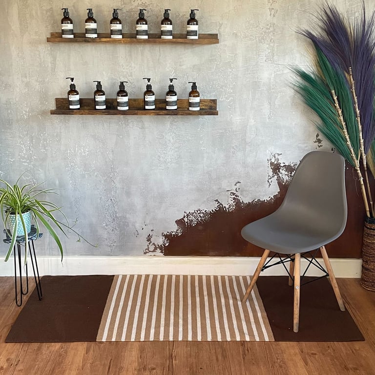 70x170cm Dark Brown/Beige Indian Cotton Rug - Premium Quality