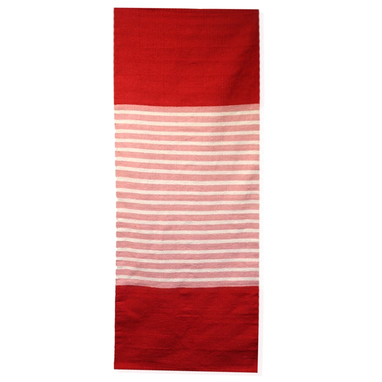 70x170cm Indian Red/Pink Cotton Rug - High Quality Handmade