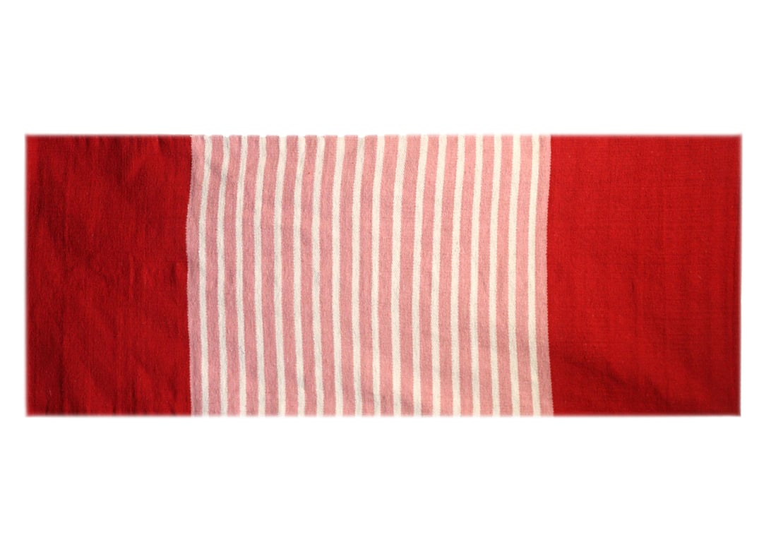 70x170cm Indian Red/Pink Cotton Rug - High Quality Handmade