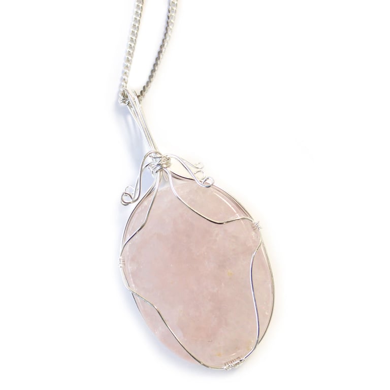 Rose Quartz Swirl Necklace - Gemstone Jewelry