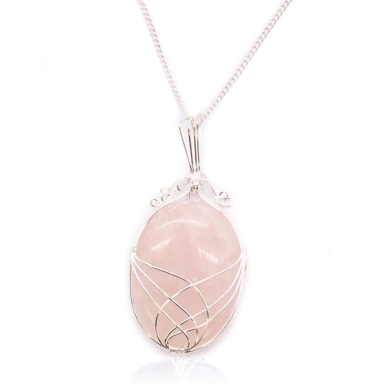 Rose Quartz Swirl Necklace - Gemstone Jewelry