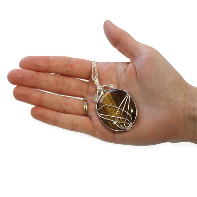 Tiger Eye Swirl Wrapped Necklace - Gemstone Jewelry Brand Name