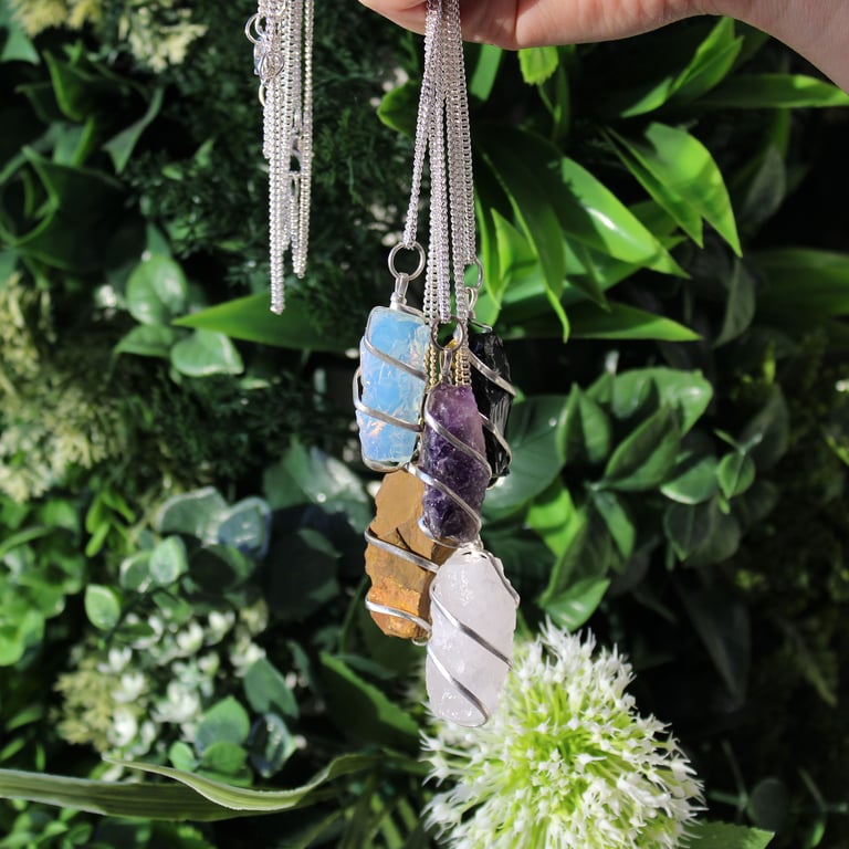 Rough Tiger Eye Cascade Wrapped Gemstone Necklace - Handcrafted Jewelry with Natural Gemstones