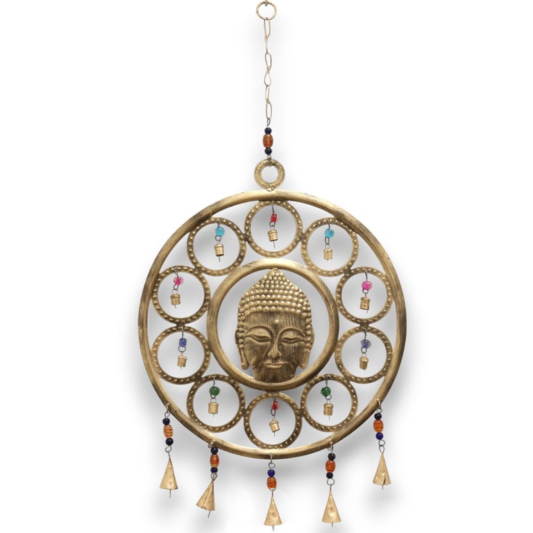 15 Bell Large Buddha Face Chime - Indian Design by Unbranded