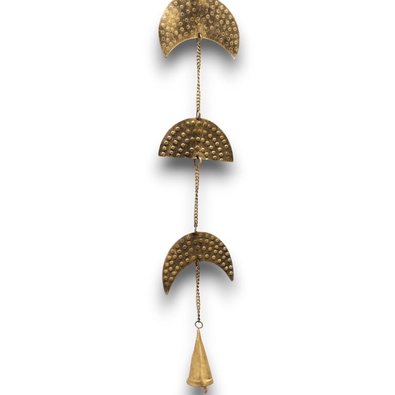 Brass Moon Phases Drop Chimes with Bell - Indian Chimes Home Decor
