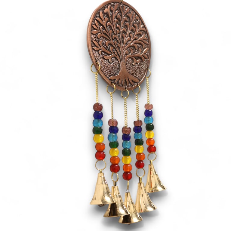 5-Bell Chakra Bead Tree of Life Chimes (Indian Medium)