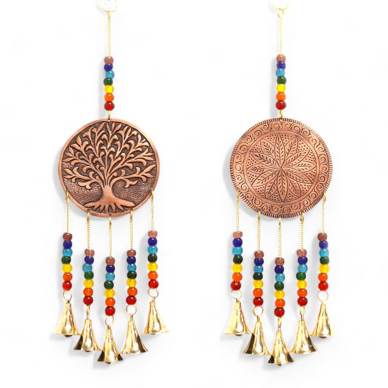 5-Bell Chakra Bead Tree of Life Chimes (Indian Medium)