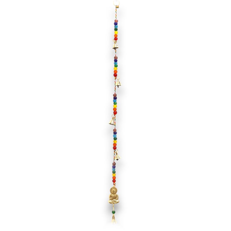 Indian Chimes - Brass Buddha Chime with Chakra Beads and Meditation Bells