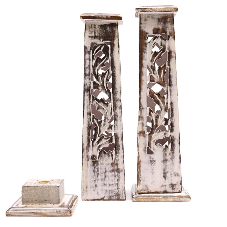 Mango Wood Tapered Incense Tower - Handcrafted Wooden English Incense Holder Set