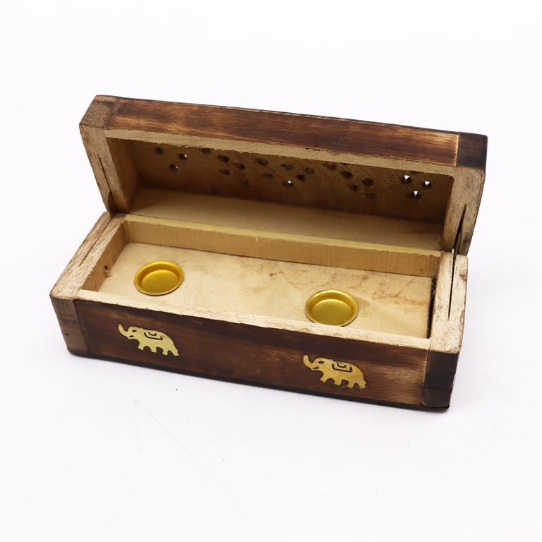 Mango Wood Incense Cone Smoke Box 6 - Natural Home Storage Holder