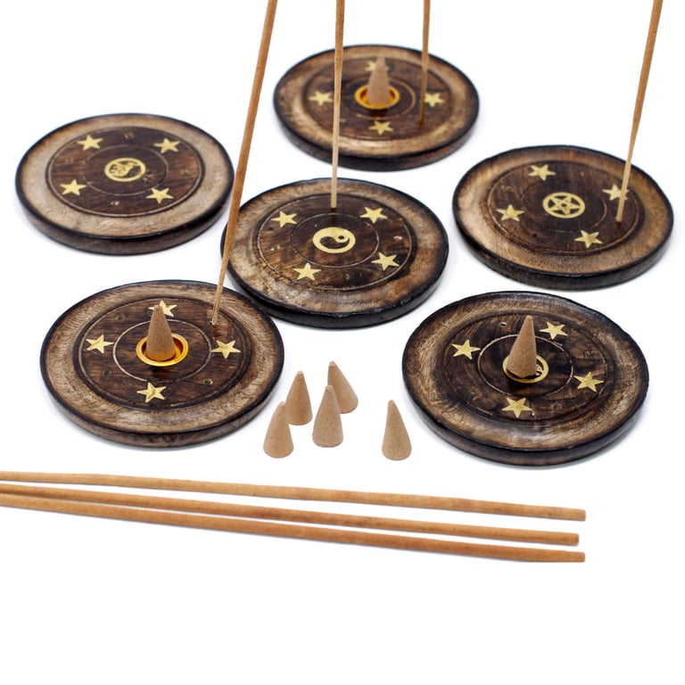 Mango Wood Incense Holder - Natural 10cm Wooden Cone Stand for Home Fragrance Decor
