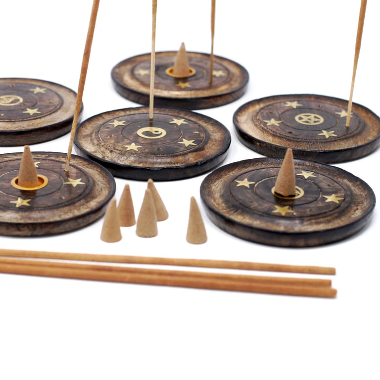 Mango Wood Incense Holder - Natural 10cm Wooden Cone Stand for Home Fragrance Decor