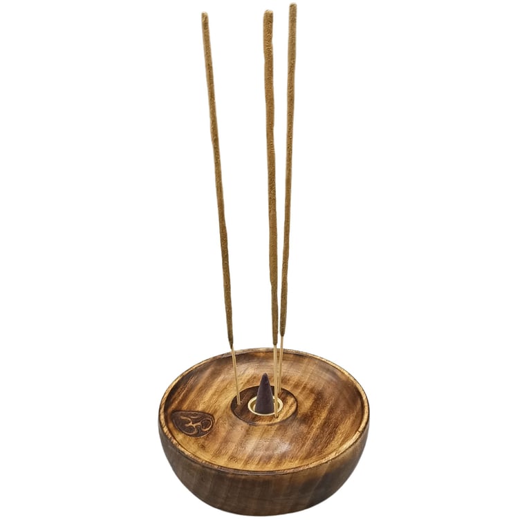 Om Incense Stick and Cone Burner Disc Set - Spiritual Meditation and Yoga Aromatherapy Kit