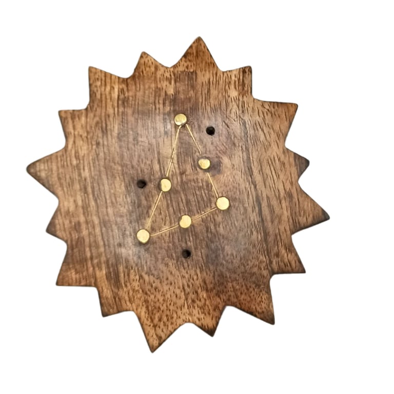Brass Sun Zodiac Sign Engraved Incense Burner - Home Decor Element