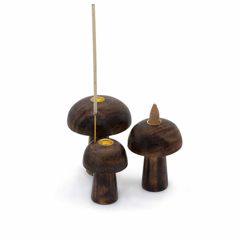 Set of 3 Incense Cones - Mushroom Shape, Various Sizes (10cm, 9cm, 8cm) for Relaxation and Aromatherapy Use