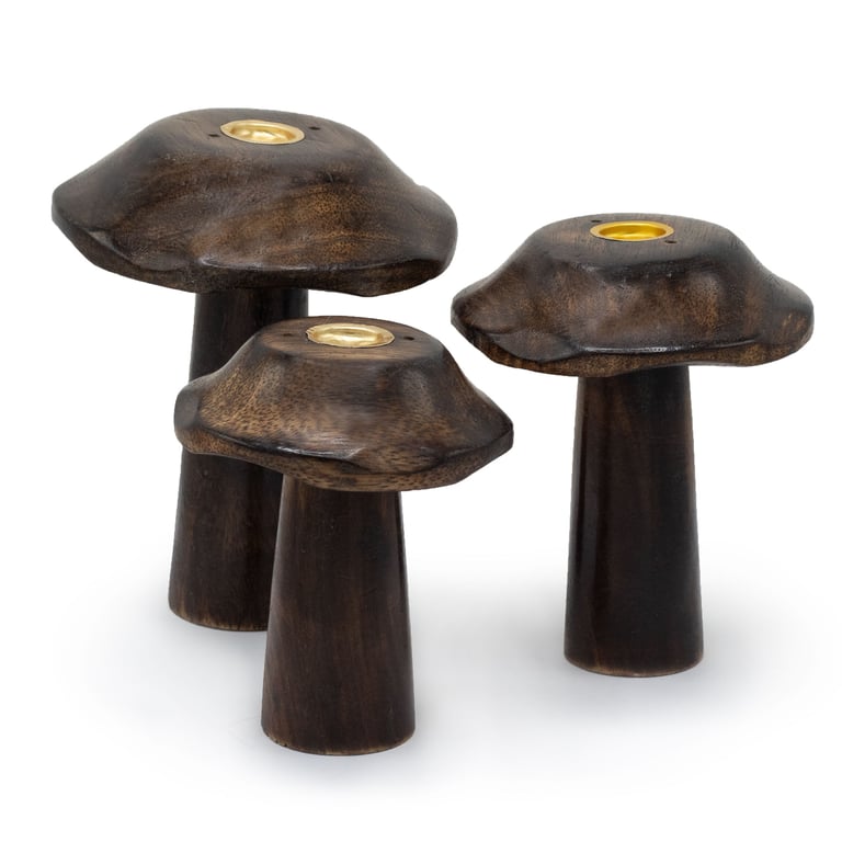 3 Piece Flat Incense Cone Set (Varying Sizes) - Aromatic Mushroom Designs